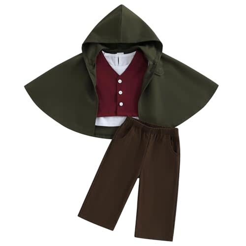 Toddler Baby Boy Halloween Costume Ring Bearer Medieval Outfits Long Sleeve Shirt Vest Pants and Cloak 4 Pcs Set