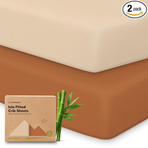 KeaBabies 2-Pack Baby Crib Sheets for Boys, Girls, 52x28 Fitted (Rust)