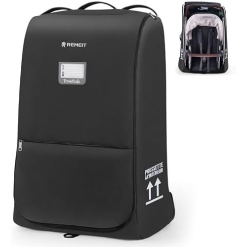 Stroller Bag, Stroller Travel Bag for Airplane Compatible with UPPAbaby Vista V1 V2 V3, Cruz V1 V2 V3, Rolling Wheel Bag with Storage Pocket,Multiple Handles,Luggage Tag for Flight Travel,Black