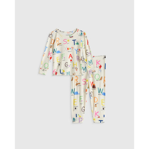 Bamboo Long Sleeve and Pant Pajama Set - Baby in Alphabet