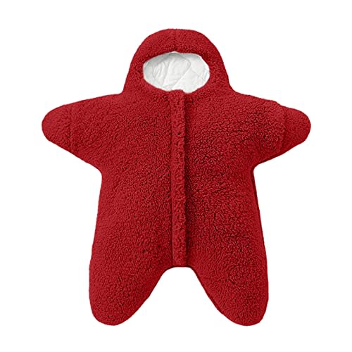 Newborn Infant Boys Girls Solid Star Shape Clothes Winter Thick Fleece Warm Hooded Romper Bodysuit Jumpsuit