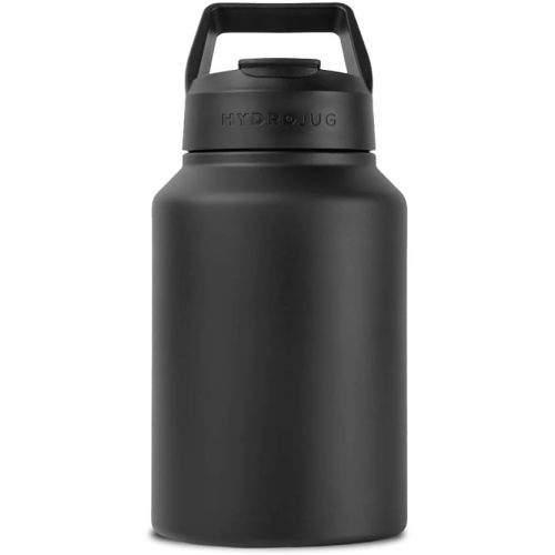 HydroJug Sport - Stainless Steel Tumbler with Straw, Vacuum Insulated, 64oz Leakproof Water Bottle, Ergonomic Design, Reusable, Dishwasher Safe, Rubber Base, Durable for Gym or Outdoors, Black