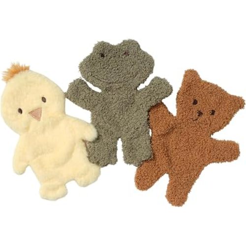 Lambs & Ivy Duck, Frog, and Bear Trio Lovey/Security Blanket Baby Gift Set