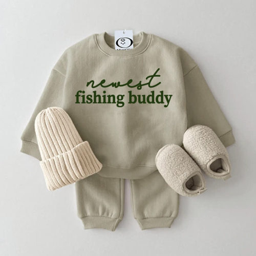 NEWEST FISHING BUDDY Baby Grey Green 2-piece Set