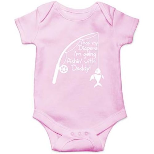 Pack My Diapers I 'm Going Fishing with Daddy - Funny Baby Essentials Bodysuit - Baby Outfit