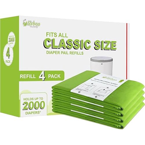 Refills Compatible with Dekor CLASSIC Diaper Pail Refills | 4 Pack | Disposable Diaper Pail Refill | Extra Thickness | Quick & Easy to Replace | Cherry Blossom Scented | Holds up to 2000 Diapers