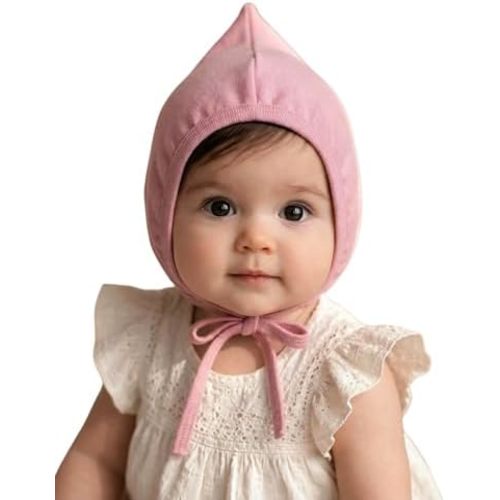 Bidadary Newborn Baby Bonnet Hat 0-12 Months Cotton Infant Hospital Hat Baby Sleep Hat Chin Strap Beanie for Spring Summer
