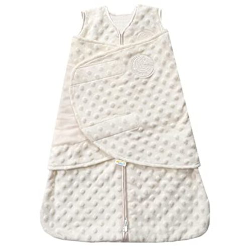 HALO Sleepsack Swaddle, 3-Way Adjustable Swaddle Blanket, TOG 3.0, Velboa Plush Dots, Cream, Newborn, 0-3 Months