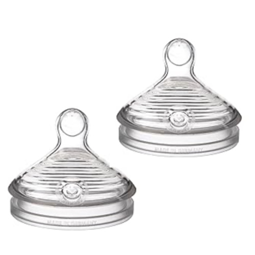 NUK Simply Natural Baby Bottle Nipples - Medium Flow Silicone Extra Soft Anti-Colic Air System BPA-Free Pack of 2