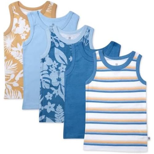HonestBaby Unisex-Baby Sleeveless Muscle T-Shirts 100% Organic Cotton for Infant Baby and Toddler Boys, Girls