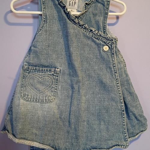 Vintage Gap baby blue denim dress with heart pocket...