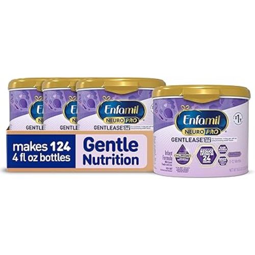Enfamil NeuroPro Gentlease for easing Fussiness, Crying, Gas, Spit-up in 24 Hrs, Smaller Proteins for Easy Digestion, Brain Supporting DHA, Prebiotic Blend, HuMO6*, Baby Formula, Reusable Tub, 19.5 Oz, Pack of 4
