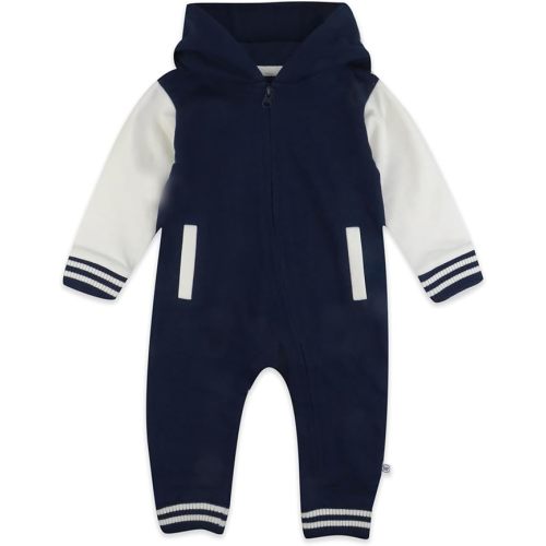 HonestBaby Baby Boys' Hoodie Coverall Team Varsity 100% Organic Cotton for Baby Boys