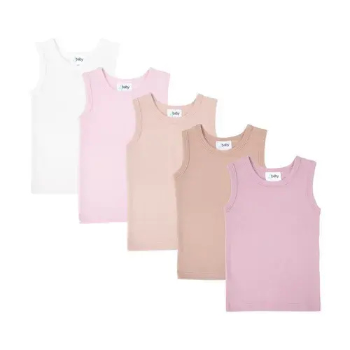 4Baby 5 Pack Singlets Pink Multi | Baby Bunting AU