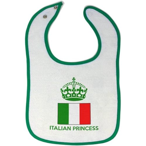Toddler & Baby Bibs Burp Cloths Princesss Italian Princess Crown Countries Cotton Baby Items for Baby Girl & Boy White Green Design Only
