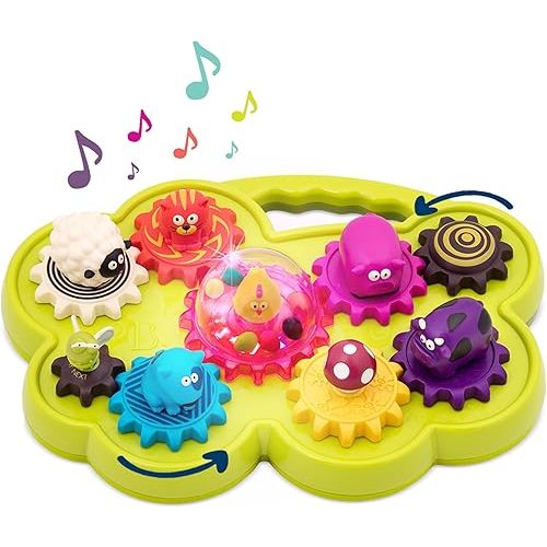 B. toys – Mooosical Gears – Musical Toy – Spinning Gears & Farm Animals – Educational Toys for Toddlers – Sort & Spin to Music – 18+ Months