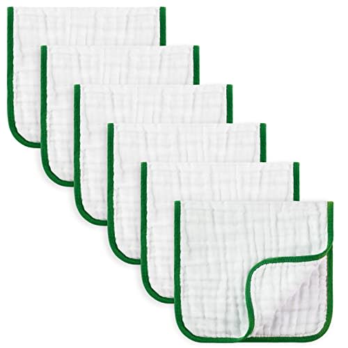 MUKIN Baby Burp Cloths Sets for Unisex Newborn Burping Clothes 6 Pack Bibs Rags for Boys and Girls (Green)