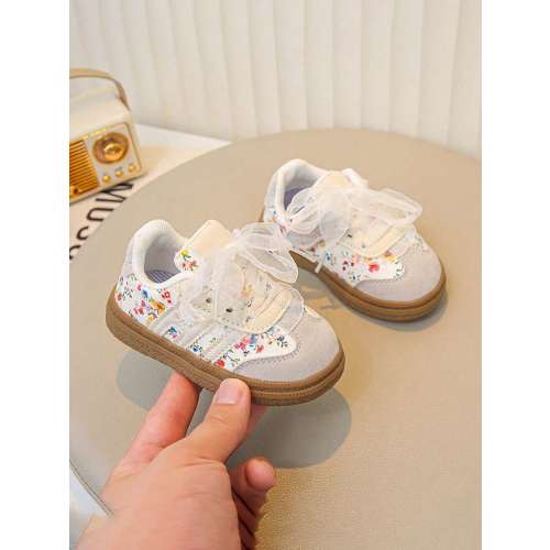 1 Pair Toddler Girls' Lace Trim Hook And Loop Closure Walking Shoes, 1-3 Years Old | SHEIN USA