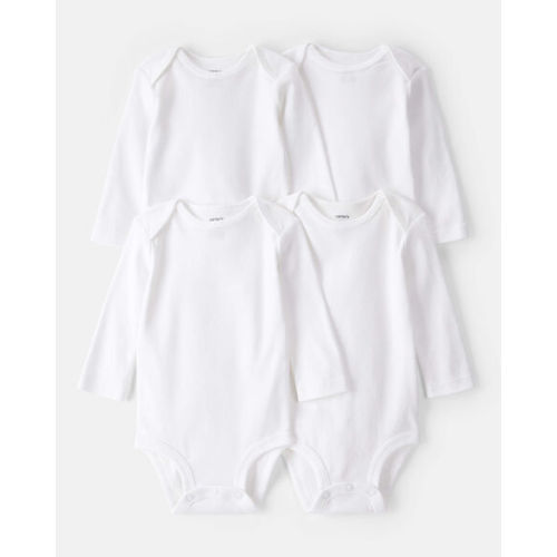Baby 4-Pack Long-Sleeve Bodysuits - White - Carter's | Carter's