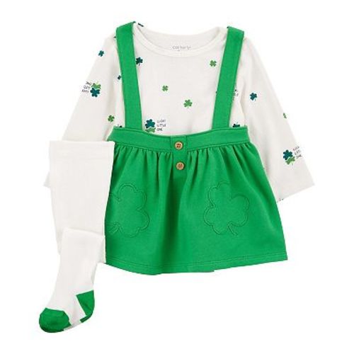 Baby Girl Carter's 3-Piece St. Patrick's Day Print Tee, Jumper & Tights Set