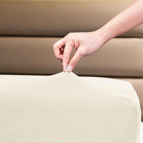 Fitted Sheet- COSMOPLUS Twin Fitted Sheet Only（No Flat Sheet or Pillow Shams）,4 Way Stretch Micro-Knit,Snug Fit,Wrinkle Free,for Standard Mattress and Air Bed Mattress from 8” Up to 10”,Beige
