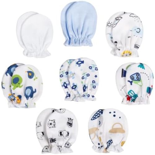 8 Pairs Newborn Baby Mittens No Scratch Cotton Infant Mittens for 0-6 Months Baby Boy & Girl