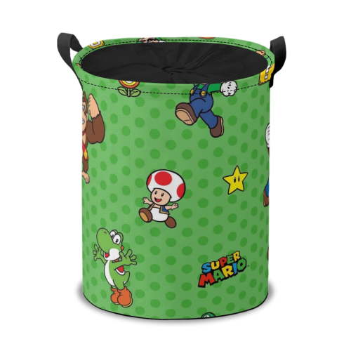 Mario Drawstring Laundry Basket, Foldable Baby Laundry Basket, Children's Dirty Clothes Basket, Storage Clothes Suitable for Bedroom Bathroom Girls Boys Adults