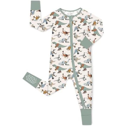 Bamboo Viscose Baby Convertible Footie Pajama, Zipper Pajamas for Baby Boys & Girls, Sleep & Play Footed Pjs
