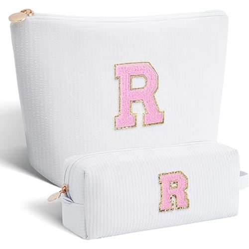 Personalized Anniversary Wife's Birthday Gifts,Mothers Day Gifts for Women,Wife Gifts from Husband,Cool Birthday Gifts for Wife,Makeup Bag Set Cosmetic Bag for Teen Girls - White,R