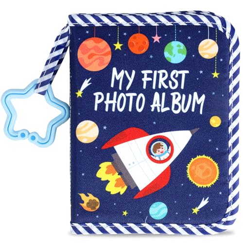Baby's My First Family Album Soft Photo Cloth Book Outer Space My First Book of Photos Baby Memory Album Gift Holds 4x6 Pictures for Babies Newborn Toddler & Kids Baby Shower