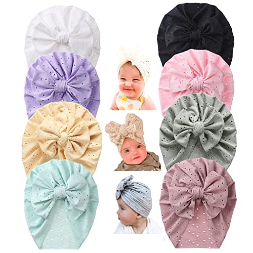 Baby Girl Hat with Disc Flower Newborn Infant Toddlers Beanies Caps Hats Baby Kids Knotted Turbans Headband Cap…