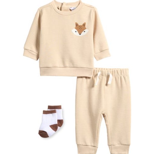 PL Baby by Petit Lem Fox Stripe Top, Joggers & Socks Set | Nordstromrack