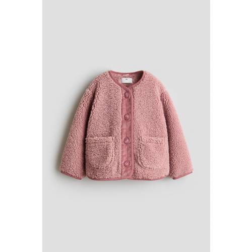 CORDUROY-DETAIL TEDDY FLEECE JACKET