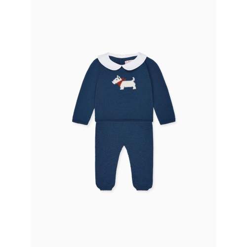Petrol Blue Ellis Merino Baby Knitted Set