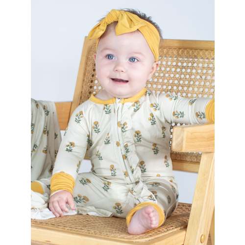 Convertible Zip Pajamas - Marigold Block Print – Goosies
