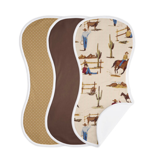 Wild West Collection Absorbent Burp Cloths - 3 Pack Set