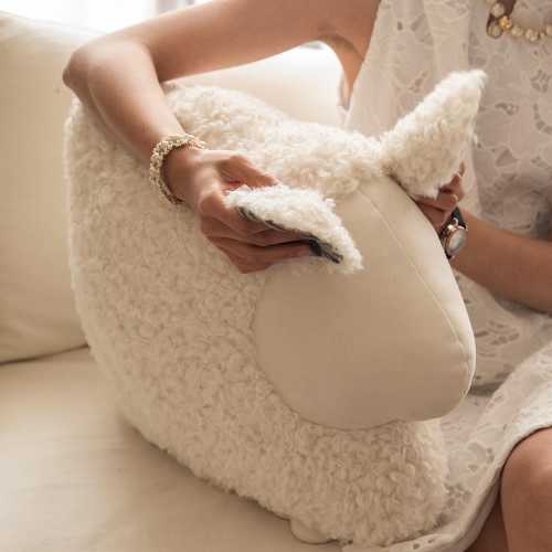 Faux Lamb Wool Sheep Pillow, Kids Room Decor, Soft Plush Cushion