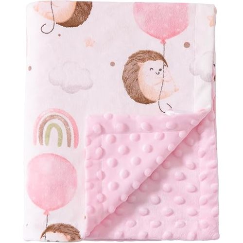 iEvolve Baby Nursery Bed Blankets Ultra Soft Double Layer Mini Blanket Minky Blanket Receiving Blankets Shower Gifts(Hedgehog,30 * 47in)
