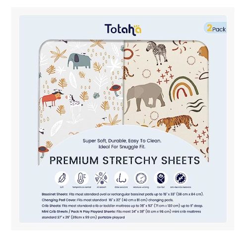 Graco Pack and Play Sheets Fitted, TotAha Buttery Soft Mini Crib Sheets Girl, Floral Pack N Play Mattress Sheets Hypoallergenic, Premium Jersey Playrad Sheets, Meredith Allover & Pale Pink, 2 Pack