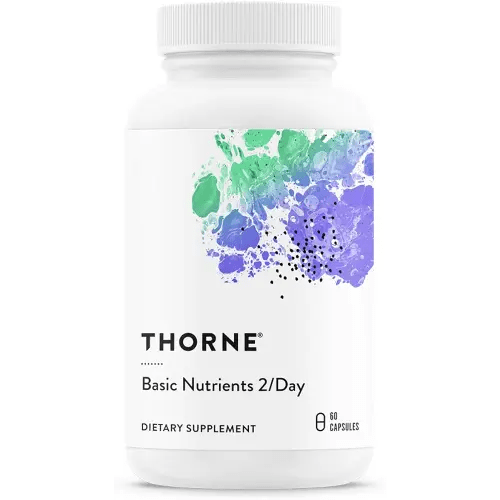 THORNE - Basic Nutrients 2/Day - Comprehensive Daily Multivitamin with Optimal Bioavailability - Vitamin & Mineral Formula - Gluten, Dairy & Soy-Free - 60 Capsules - 30 Servings