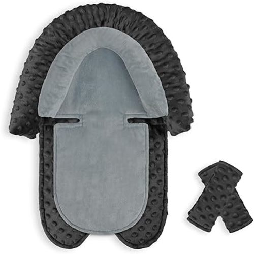 Infant Car Seat Insert, HNHUAMING Baby Car Seat Head & Body Support with 2 Straps Pads, Ultra Soft Newborn Preemie Carseat Insert Cushion for Girls Boys, Fits Car Seat, Stroller, Swing, Bouncer, Black