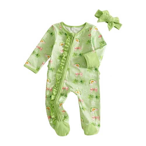 Kuriozud Newborn Baby Girl Boy Footie Romper One Piece Jumpsuit Sleeper Infant Clothes