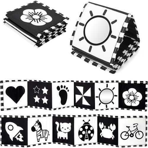 URMYWO Black and White Baby Toy, Tummy Time High Contrast Newborn Toys 0-3 Months, Soft Baby Book, Visual Stimulation Montessori Sensory Infant Toys 0-6-12 Months, Boy Girl Shower Gift, Easter Stuffer