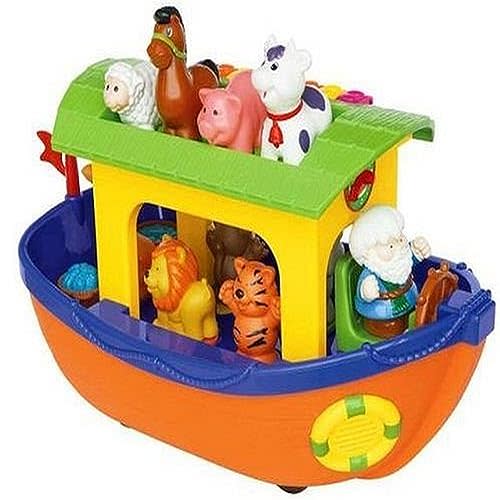 Kiddieland Toys Limited Noah’s Ark Shape Sorter Toy, Musical Piano Sounds, 9 Animal Figures, Free-Wheeling Push-Along Boat for Toddlers and Preschool Kids