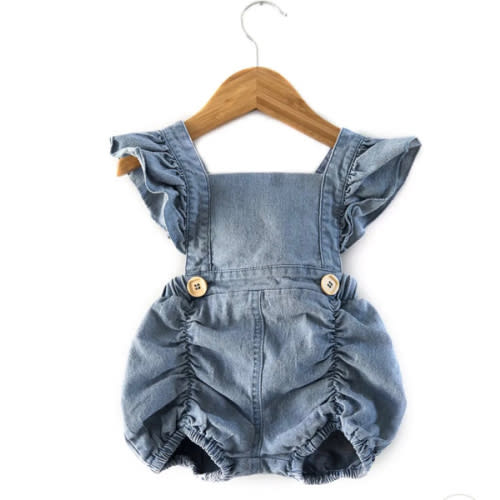 Denim Ruffle Romper | Reverie Threads