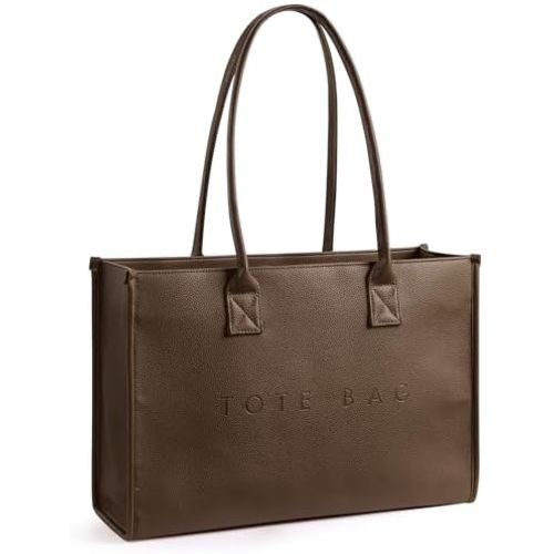 KALIDI Oversize Pu Leather Tote Bag Women Weekender Bag Shopper Handbags Purses with Top Handle Work