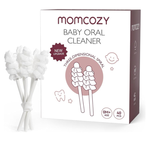 Momcozy Baby Tongue Cleaner Gauze, Baby Toothbrush Disposable Oral Cleaner, Toddler Tooth Brush for Tooth Mouth Gum Clean, Infant Toothbrush Oral Cleaning Stick, Baby Oral Cleaner Newborn, 40 Count