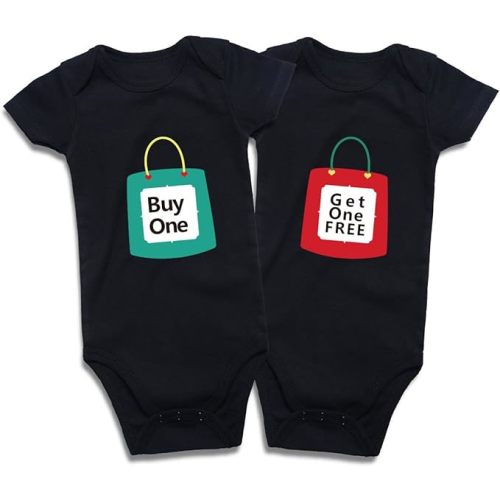 Funny Twins Baby Bodysuits Boys Girls Rompers 2 Pack Twin Matching Clothes Outfits for Newborn Infant