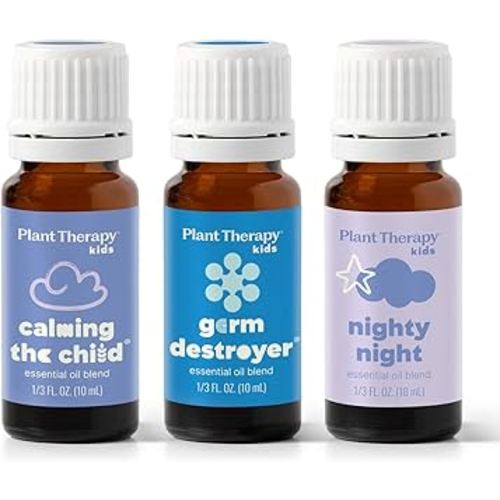 Plant Therapy KidSafe The Essentials Blend Set 100% Pure, Undiluted, Therapeutic Grade, KidSafe Essential Oils for Calming, Sleep, and Immune Support, 10 ml (1/3 oz) Each