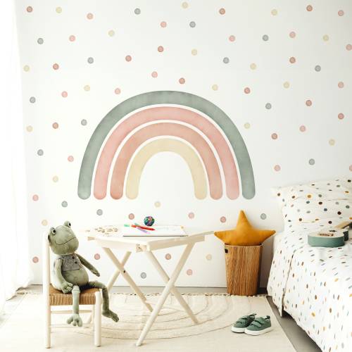 Boho Rainbow Wall Sticker – Fabric Peel and Stick Decal for Nursery, Kids Room and Playroom